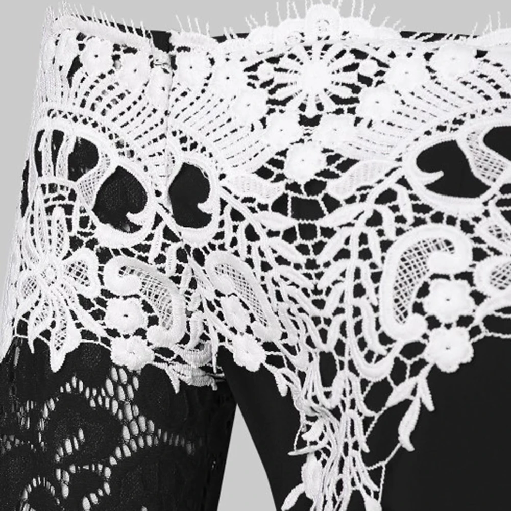 Женское кружевное платье с открытыми плечами и коротким рукавом асимметричное