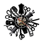 Швейная машина инструменты для вышивания Виниловая пластинка настенные часы портной знак швеи современный подвесной Декор Часы светодиодный светильник для часов