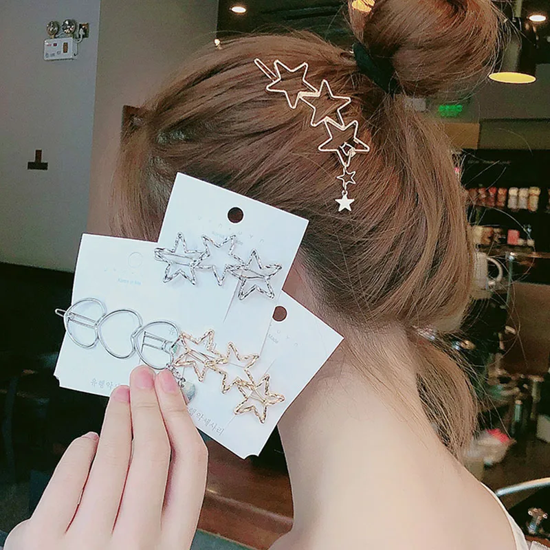

2022 New Women Vintage Elegant Heart Star Geometric Alloy Hairpins Sweet Headband Hair Clips Barrettes Fashion Hair Accessories