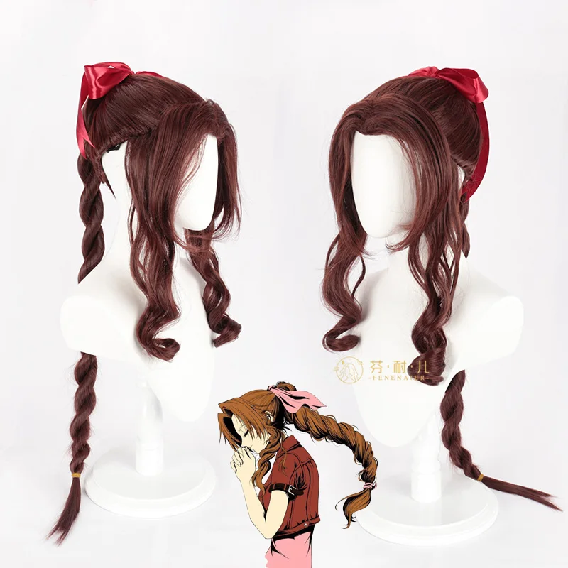 Парик для косплея гейнборд Фэнтези VII Aerith коричневый длинный искусственный парик