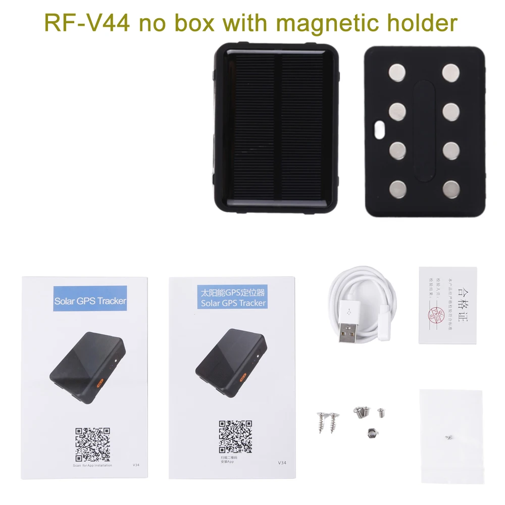 no box with magnetic RF-V44 4G LTE gps устройство слежения солнечной энергии, определяющий местоположение в реальном времени, отключение топлива удаленно мини gps GSM трекер с держателем опций - Цвет: no box with magnetic