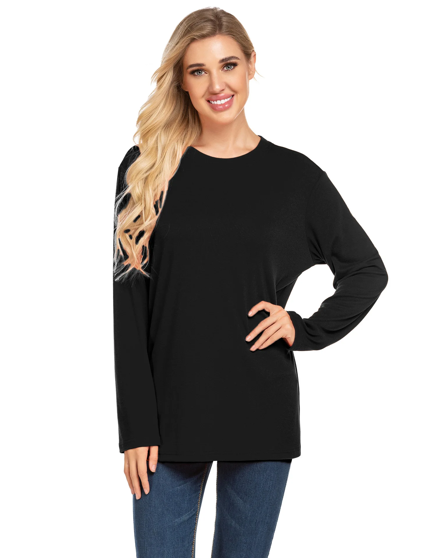 2020 Hot Sale Basic Underwear Thickened Fleece Long Sleeve T-Shirt Women Loose | Женская одежда