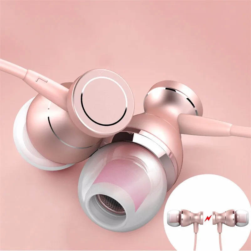 Проводные наушники магнитные металлические тяжелый бас звук анти-пот Спортивная