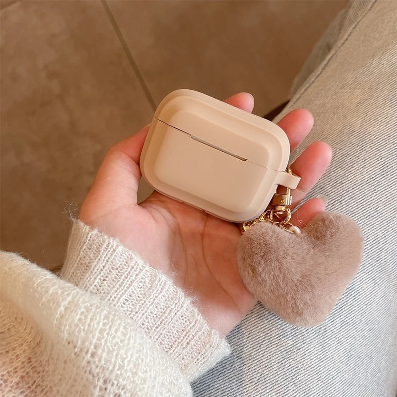 Симпатичный зимний чехол-брелок с помпоном для волос наушников apple airpods 1 2 3 Pro