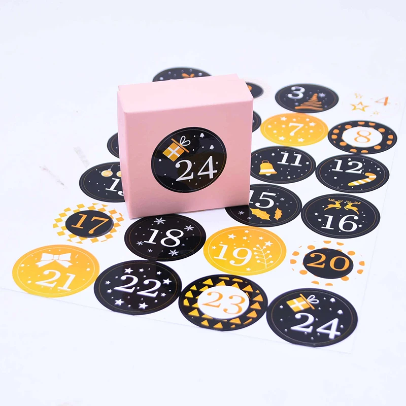 24Pcs/Lot Christmas Advent Calendar Number PVC Sealing Sticker For New Year Xmas Candy Bag Gift Box Signature Label Seal | Дом и сад