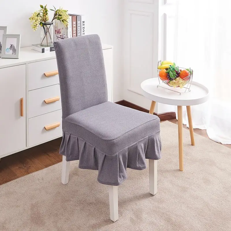 

General Simple Solid Plaid Skirt Detachable Lycra Elastic Chair Cover, Dining Table, Hotel, Banquet
