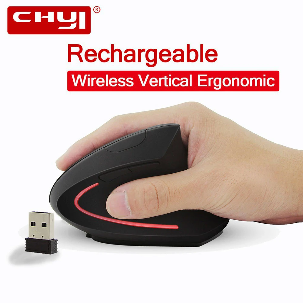 1600 Точек на дюйм USB оптическая Мышь Перезаряжаемые эргономичная Вертикальная