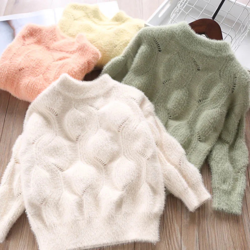 Свитер для девочек коллекция 2019 года сезон осень зима жаккардовые топы с