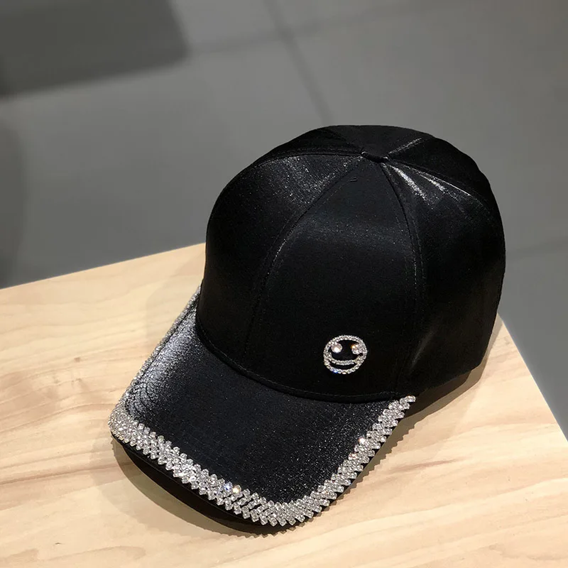 

Cap Children's Korean Leisure Versatile Smiling Face Diamond Mercerized Baseball Cap Spring And Summer Sun Hat Fashion Lady Cap