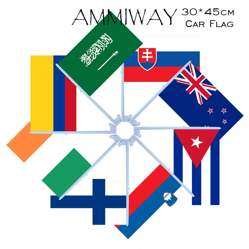 Автомобильные флаги AMMIWAY 30x45 см со страной Словакии Новой Зеландии Кубы Словении