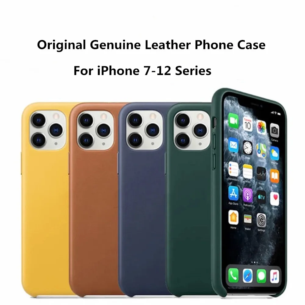 

Genuine Leather Phone case for iphone 12 pro max original Luxury Back Cover for iPhone X XR XS Max 11 13 Pro Max case With Box