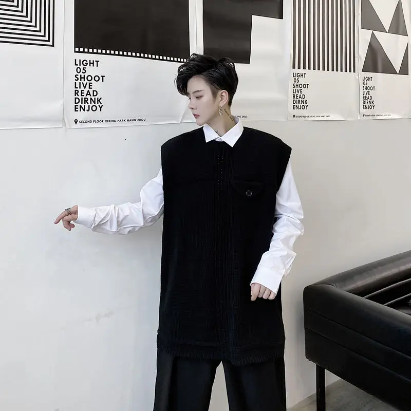 IEFB/мужская одежда 2020 осенне зимний Трикотажный жилет для мужчин с круглым