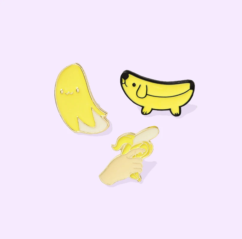 

Cute Banana Enamel Pin Yellow Popular Brooch Bag Clothes Lapel Pin Sasha Away Badge Cartoon Jewelry Gift For Boys and Girls