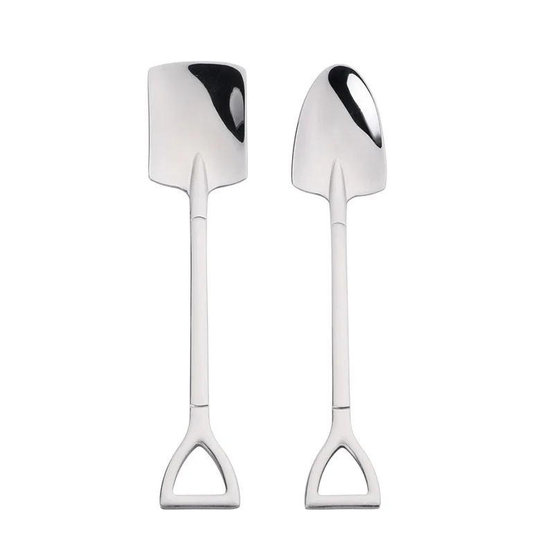 

Stainless Steel Shovel Shaped Spoon Creative Heart-shaped Handle Dessert Spoon Ice Cream Stirring Spoon Kitchen Accessories