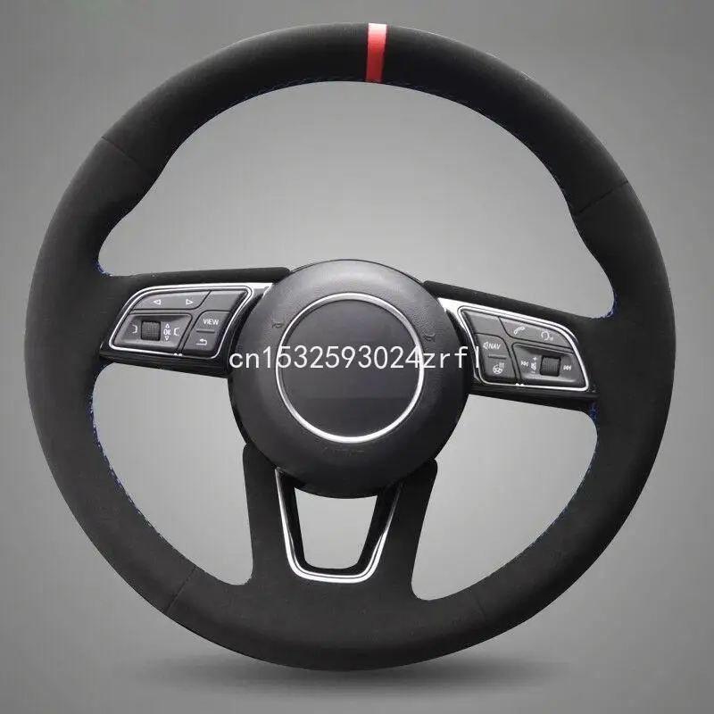 

Car Hand-stitched Black Suede Steering Wheel Cover for Audi A4L A5 2017