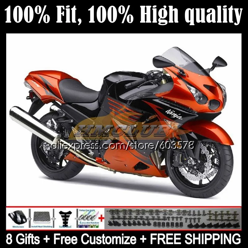 

OEM For KAWASAKI NINJA ZZR1400 ZX14R 12 13 14 15 16 17 80CL.88 ZX-14R ZX 14R 2012 2013 2014 2015 2016 2017 Fairing Black Orange