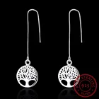 Серьги-подвески женские из серебра 925 пробы с круглым деревом жизни