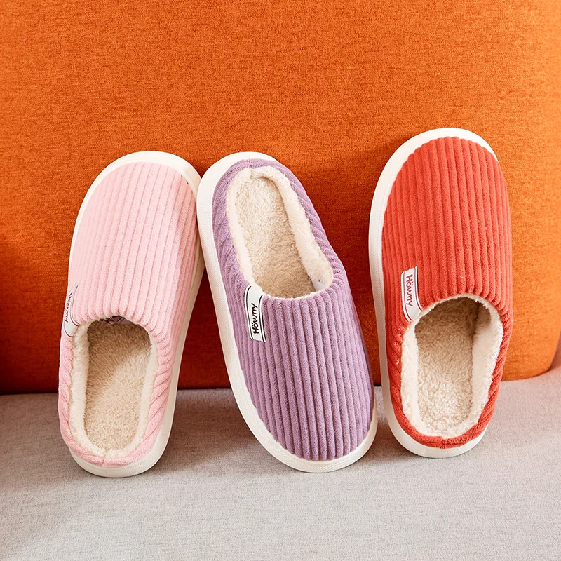 Домашние хлопковые тапочки для мужчин и женщин теплые Нескользящие плоская