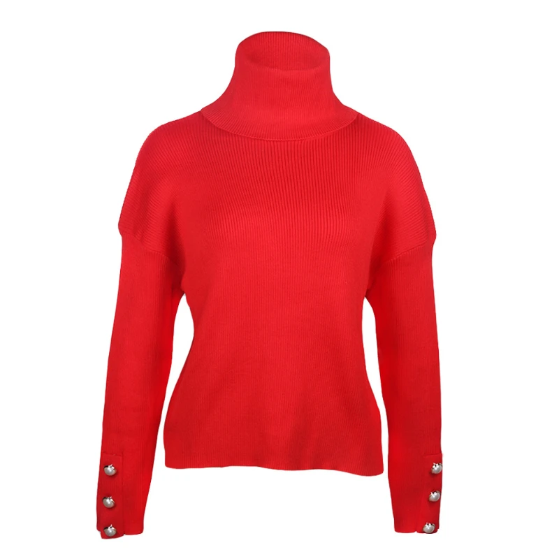 

2021 Autumn and Winter New Women's Solid Color Lapel Knitted Fashion Casual Pullover Sweater