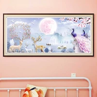 5d diy animals diamond painting deer peacock full square round resin cross stitch flower moon diamond embroidery home decoration