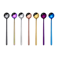 6 pcs coffee spoon 304 stainless steel round head spoon 13 cm 17 cm korean style spoons honey dessert tea mixing tiny spoon
