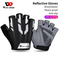 reflective bicycle gloves anti slip gel pad short half finger cycling gloves breathable outdoor sports men mtb bikes gloves