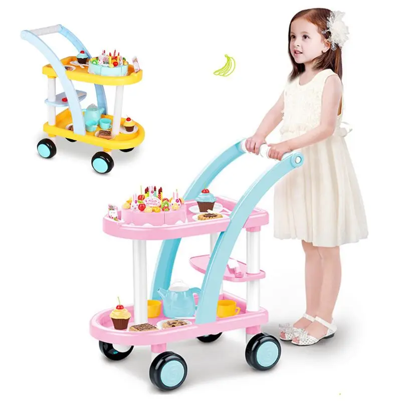 

Pretend Birthday Cake Trolley for Kids Funny Role Play Playset Learning Toys for Toddler Children