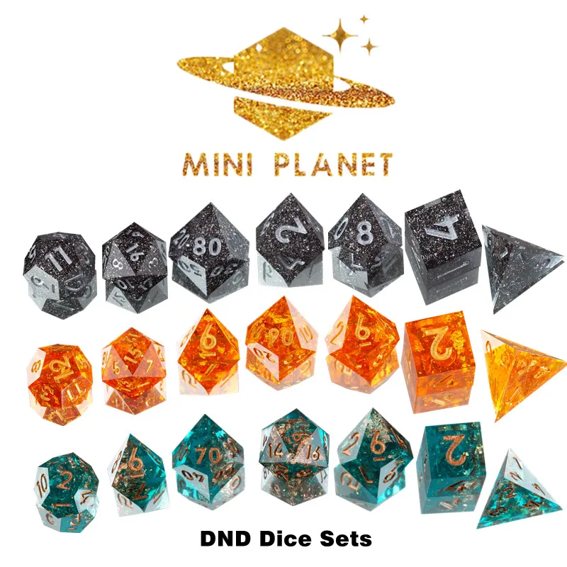 

3 цвета, наборы игральных костей DND D & D, уникальный дизайн мини-Планета ручной работы, многогранные игровые кости с острыми краями, наборы нас...