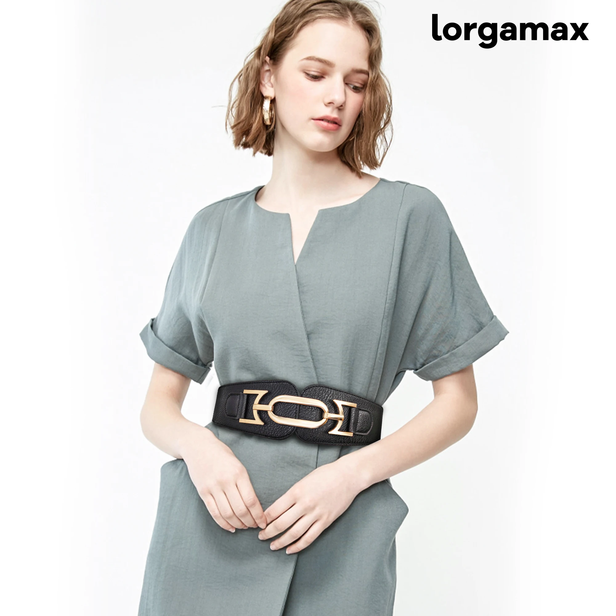 

Women Stretchy Belt for Dresses Wide Elastic Belts for Women Plus Size With Interlock Buckle