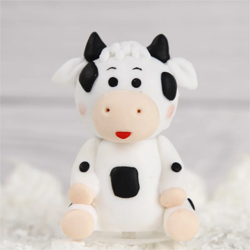 Мультяшный полимер Лев Слон лягушка свинка корова животное торт Топпер детский