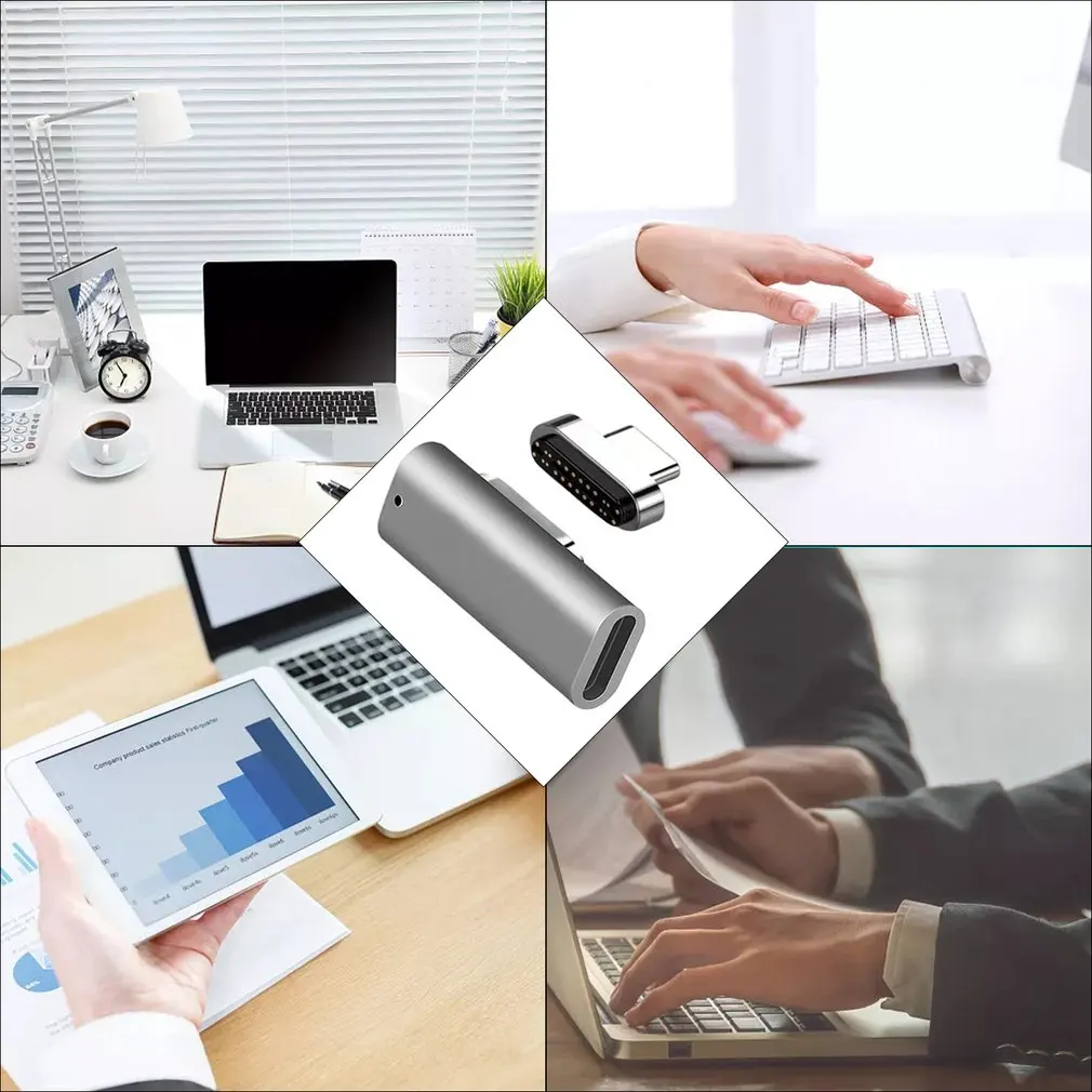

Magnetic Type-c Adapter Computer Side Plug New Elbow 24-pin Full-featured PD Flash Charging Transmission