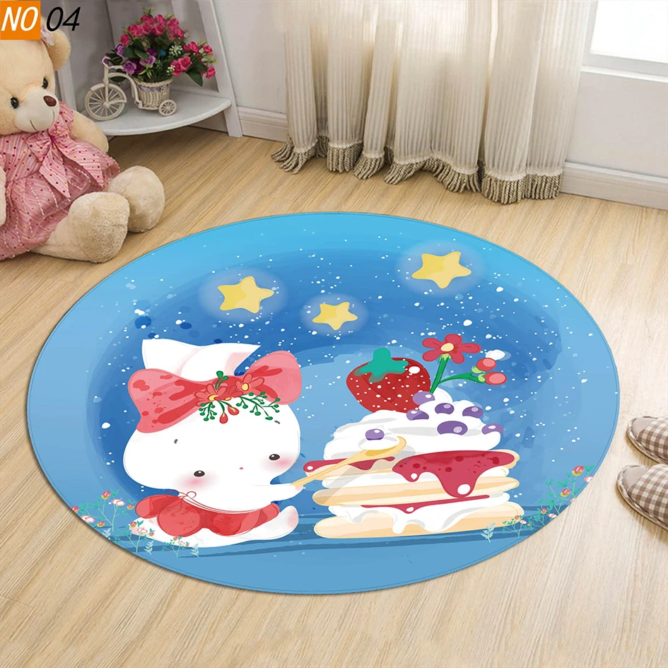 

Floor Rug Children's games Cute Cartoon Carpet Round Soft Kids Play Mat Anti-Slip Cushion