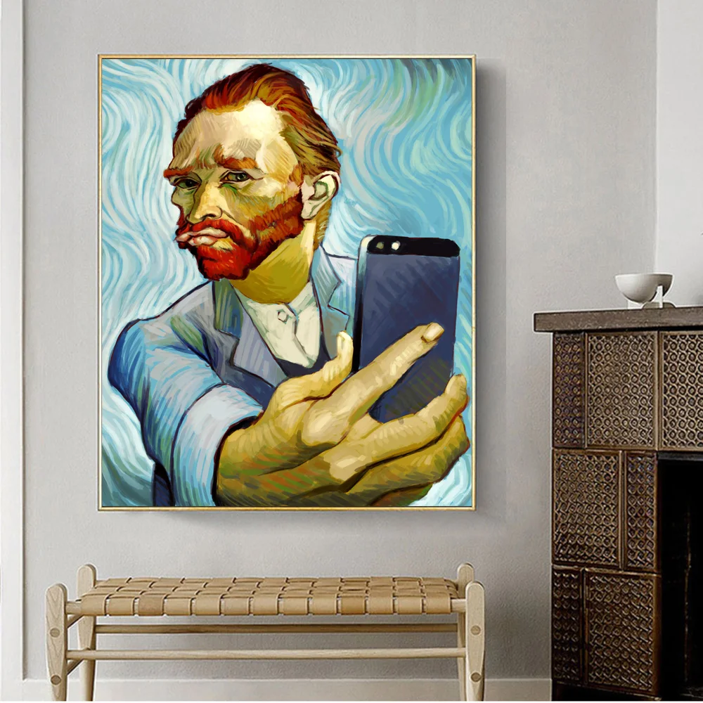 

Funny Art Van Gogh Selfie Big Hit Cartoon Posters And Prints Oil Painting On Canvas Wall Artwork Decorative Picture For Gallery