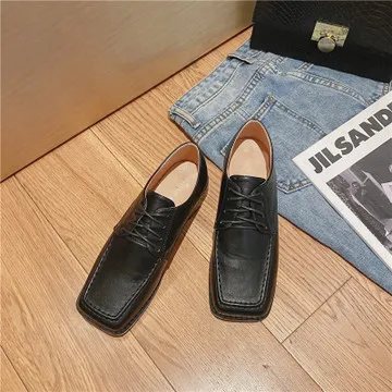 

Winter Shoes Women Autumn Loafers With Fur Square Toe Casual Female Sneakers Flats Slip-on Oxfords British Style Fall Retro Cros