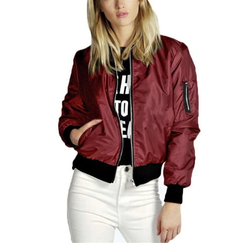 Куртка женская с длинным рукавом верхняя одежда базовые куртки тонкий Бомбер