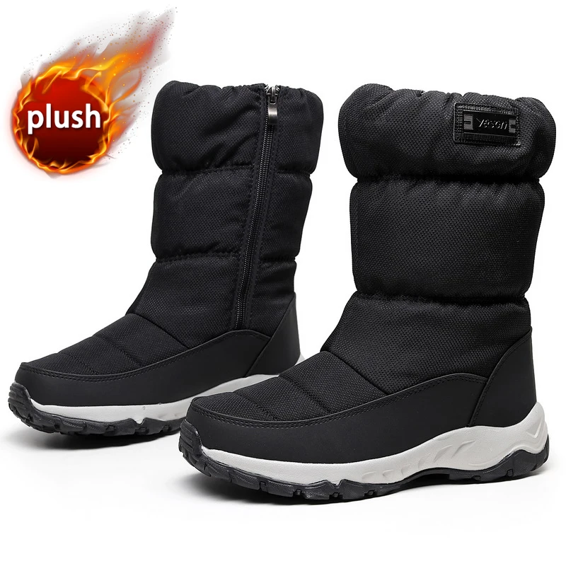 Waterproof Winter Men's Boots Plush Warm Boots Cotton Shoes 