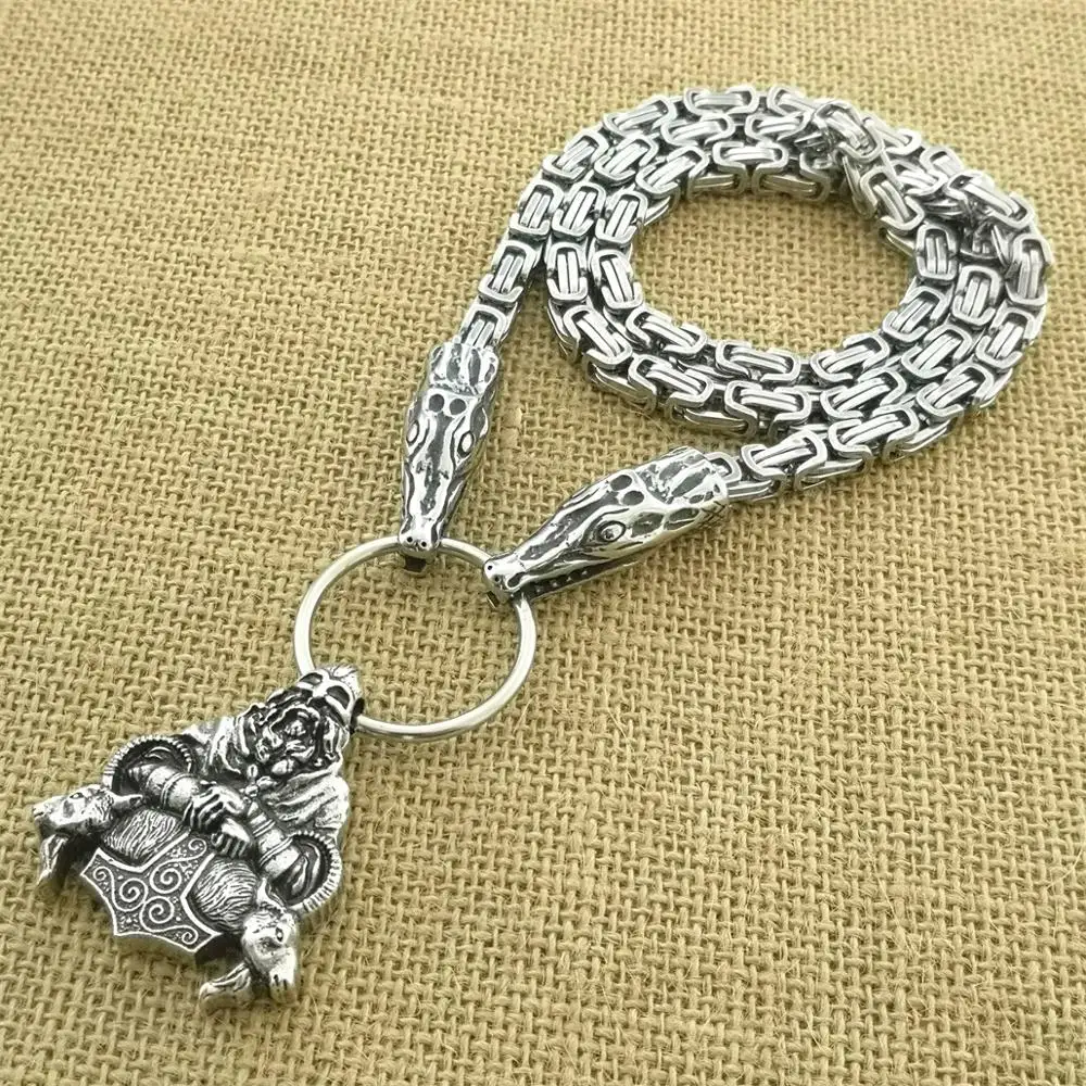 Цепочка с подвеской воин викингов Мужская ожерелье из нержавеющей стали кулоном