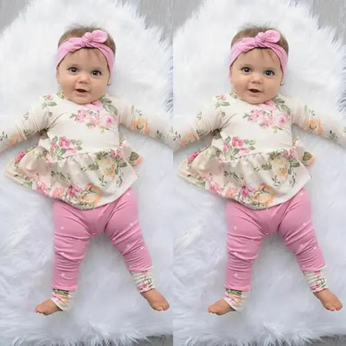 Комплект одежды для маленьких девочек Топ с длинным рукавом и О образным вырезом