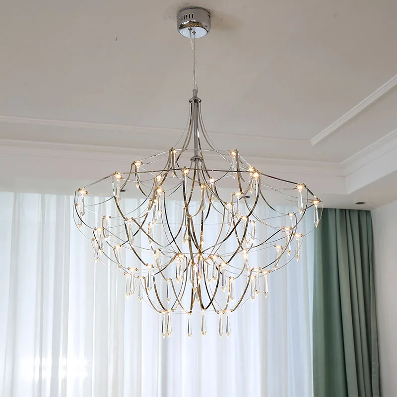 Kopen Rvs Crystal Dezelfde Stijl Trap Clear Bar Moderne Minimalistische Firefly Kubus Vorm Kroonluchter