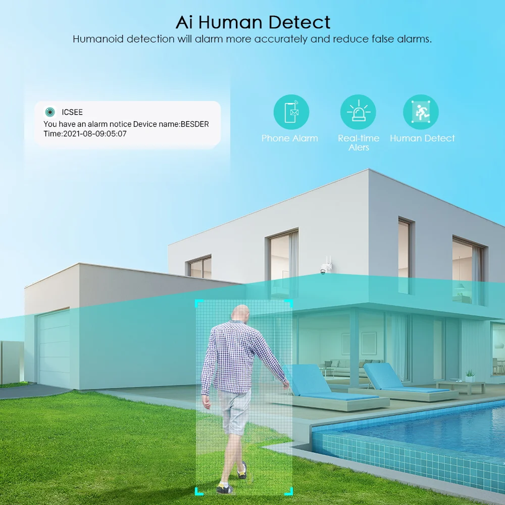 4K 8MP IP Camera WiFi Smart Home PTZ Security Cameras Outdoor Color Night Vision AI Humanoid Detection Alert Two Way Audio | Безопасность