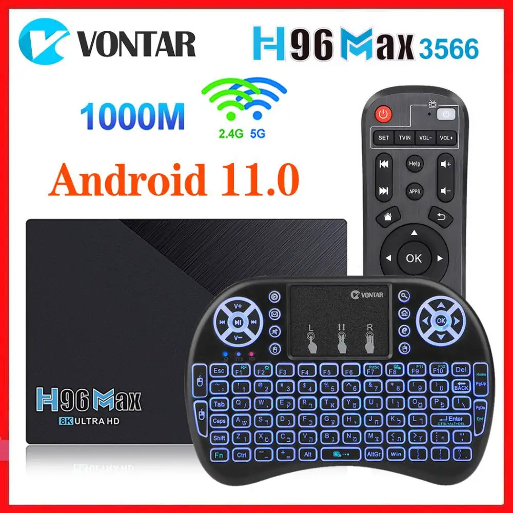 

Vontar RK3566 Smart TV Box Android 11.0 Max 8GB RAM 128GB ROM 8K Media Player Android 11 Set Top Box 5G Dual WiFi 1000m OTA
