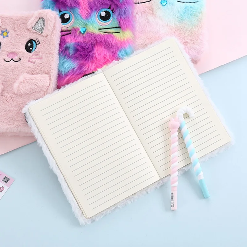 1 Pcs Cute Embroidery Photo Fold Notepad Colorful Animal Cat Panda Plush Notebooks Girl Portable Travel Diary Planner Stationery |