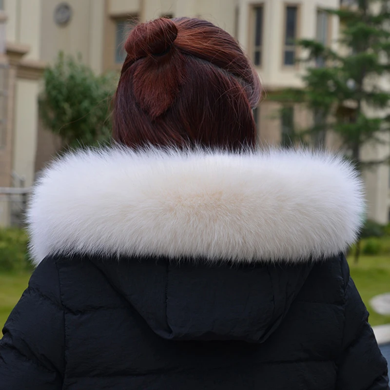 Осенне зимний Лисий воротник из 100% кожи модный теплый белого лисьего меха