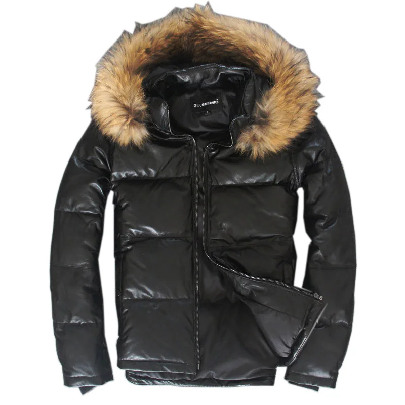 Заводское Мужское пальто из овечьей кожи короткое с воротником-стойкой зимнее