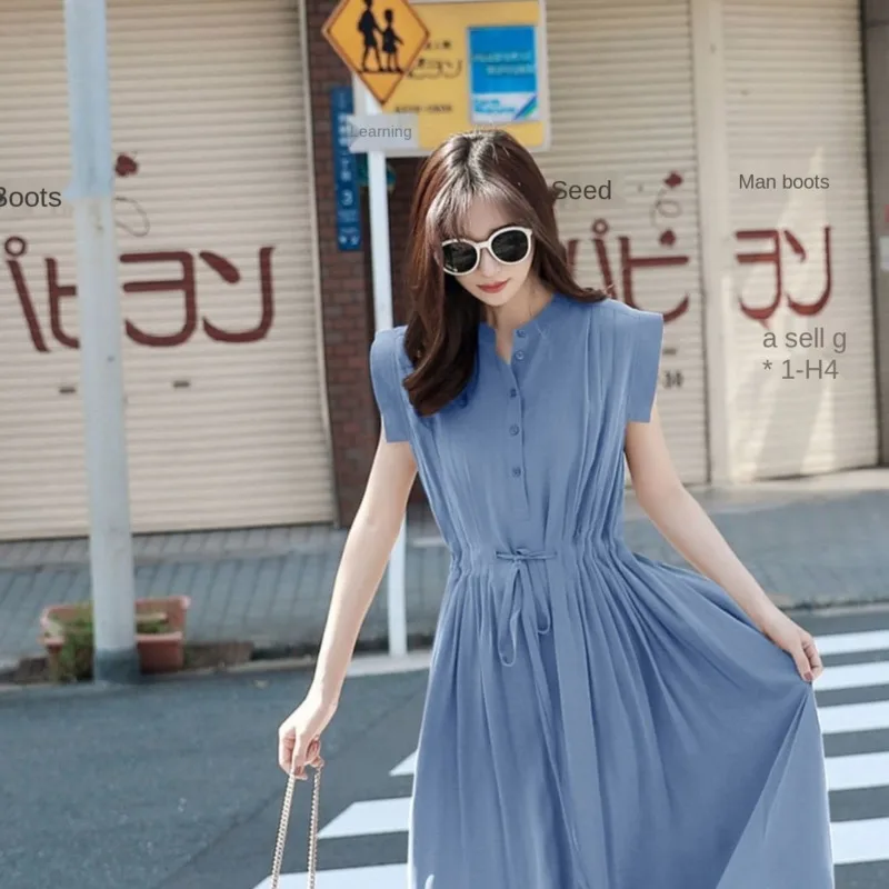 

Sleeveless Dress Women's Summer 2021 New Style Dress With Belt Slim Tank Long Shirt Dress Befree Vintage Women Sundress