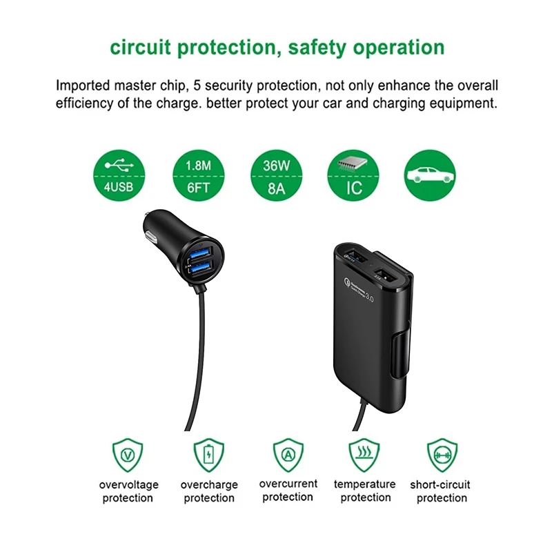 Портативное автомобильное зарядное устройство с зажимом для задней панели