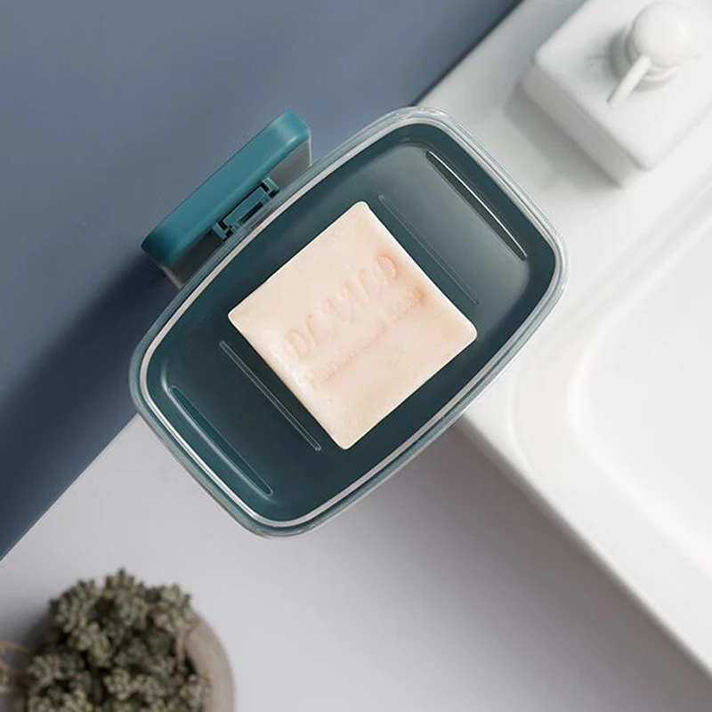 

Drain Soap Box Simple Paste Wall-Mounted Soap Holder Toilet Creative Plastic Soap Box Bathroom Accessories