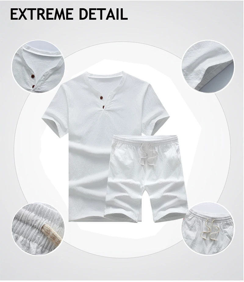 

Men's New Sportswear Linen Shorts T-Shirt Summer Set 2021 Fashion Daily Casual Sportswear 5XL Cotton Men's and Women's Set