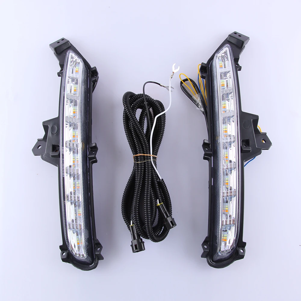 

Eosuns Led Daytime Running Light+ Yellow Dynamic Turn Signal + Blue Night Light for Kia K2 2015-on