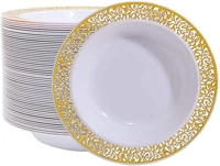 disposable plastic bowls 12 oz soup bowls gold trim real china design premium heavy duty plastic plates for weddingparty